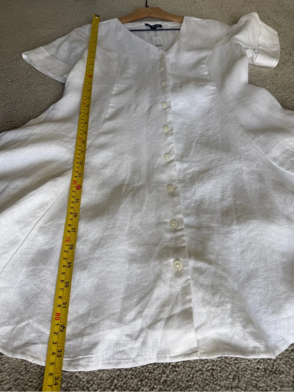 J.Crew Fleur Linen Mini Dress White Button Front Tie Back NWT Size 6